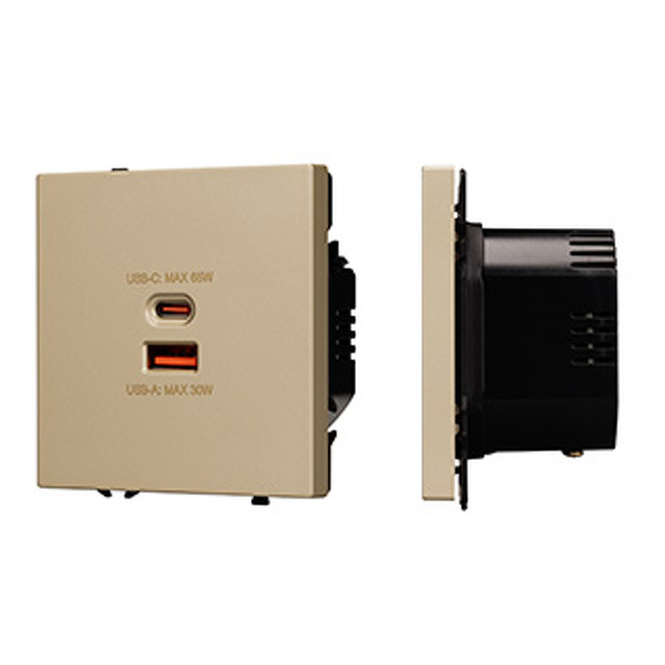 Фото №1  Розетка Arlight Механизм розетки с быстрой USB зарядкой SCT-NOBE-MUAC-SFPL-FC-GD (65W, QC3) ( Золотой песок)