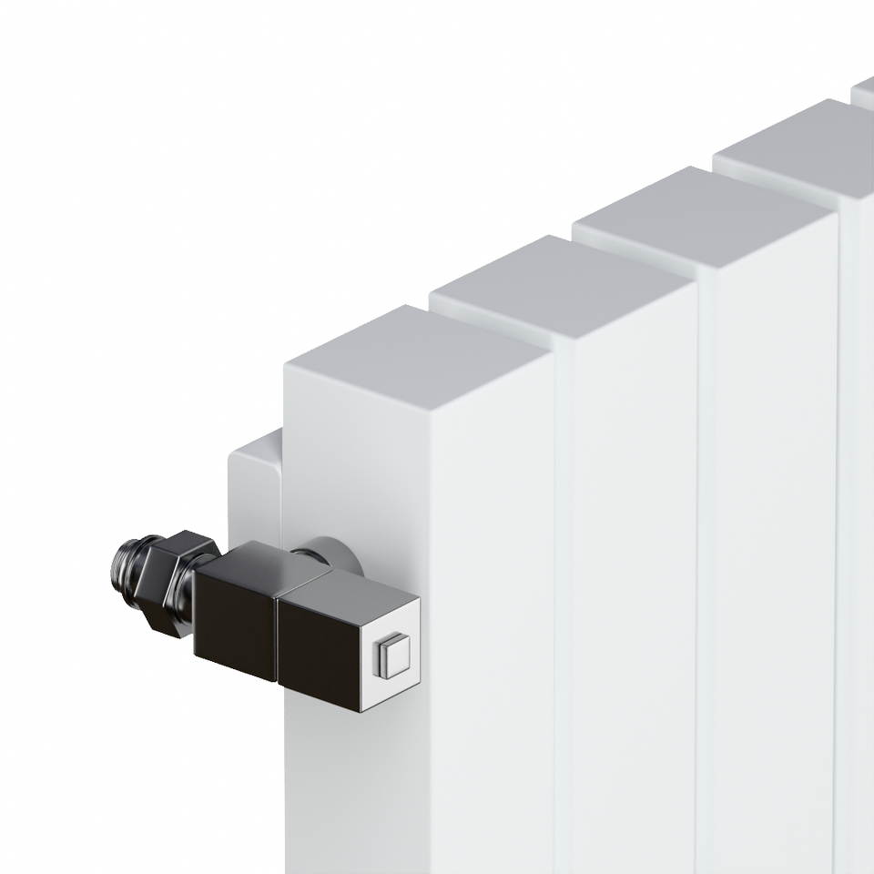 Фото №3  Радиатор Asthetik  60 V 60x60 1250 -7, Низ лево, 9016 RAL белый мат