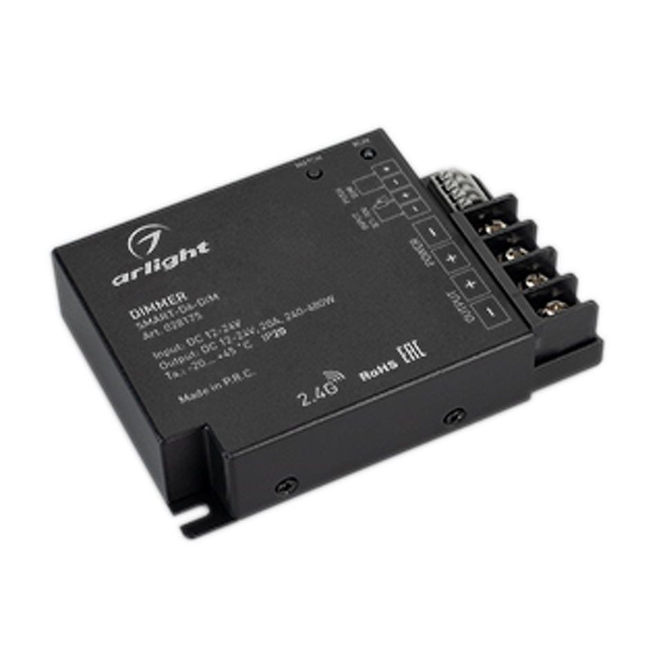 Фото №1  Arlight Диммер SMART-D6-DIM (12-24V, 1x20A, 2.4G) ( IP20 Металл, 5 лет)