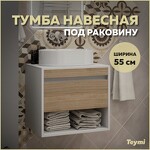 Превью фото №1  Teymi Тумба подвесная Ritta 55, ящик с доводчиком, цвет Белый / Эврика