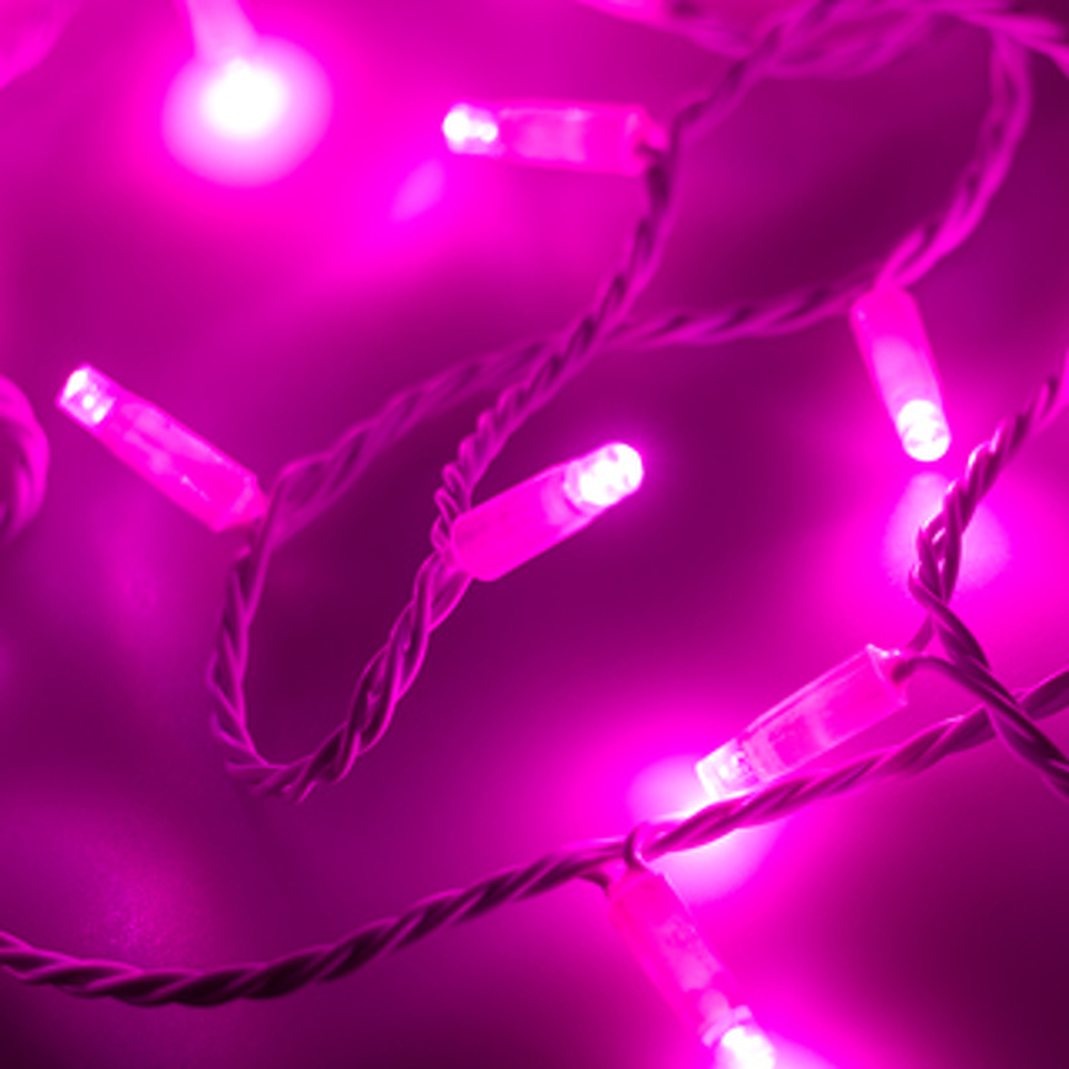 Фото №1  Ardecoled Светодиодная гирлянда ARD-STRING-CLASSIC-10000-WHITE-100LED-FLASH PINK (230V, 7W) ( IP65)