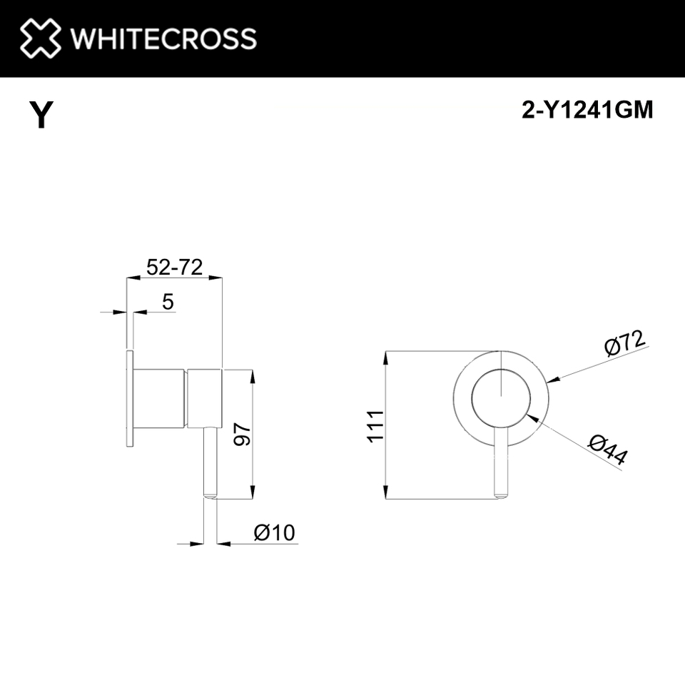 Фото №2  Внешняя часть смесителя на 1 потребитель WHITECROSS Y1241GM (оружейная сталь)