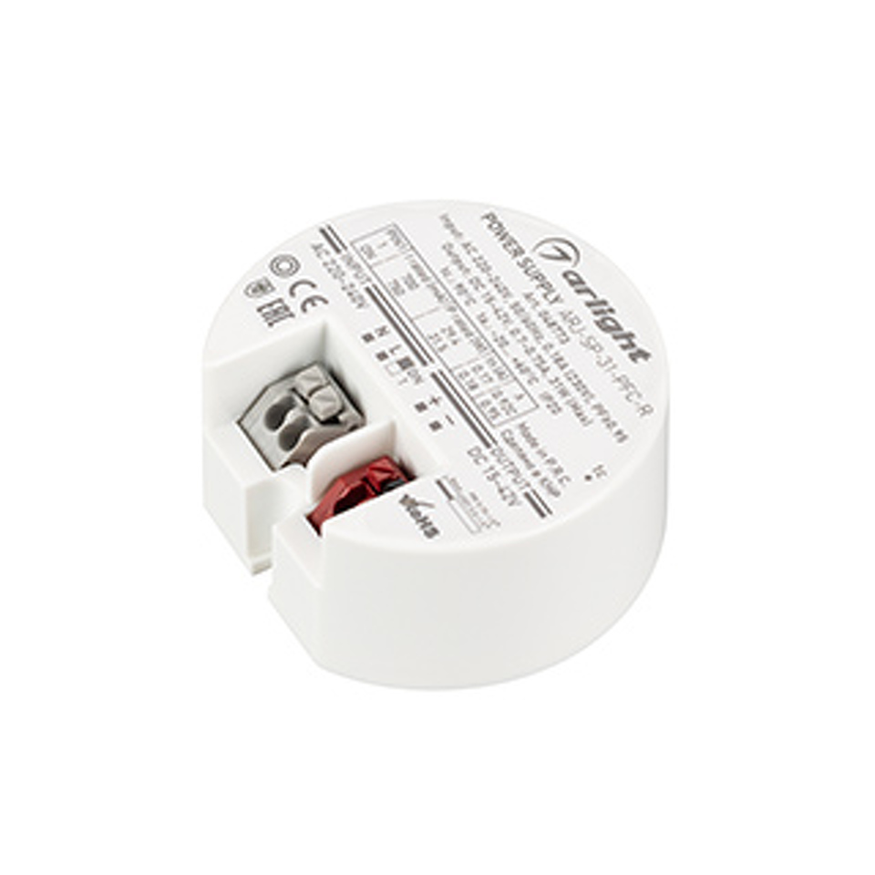 Фото №1  Arlight Блок Питания ARJ-SP-31-PFC-R (31W, 15-42V, 0.7-0.75A) ( IP20 Пластик, 5 лет)