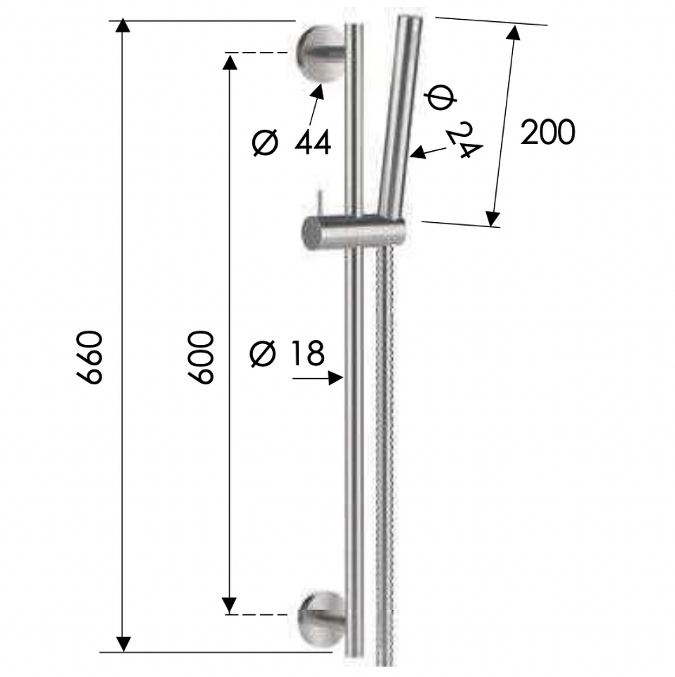 Фото №2  Душевая стойка с ручным душем и шлангом Remer INOX SS317M317MM, нержавеющая сталь