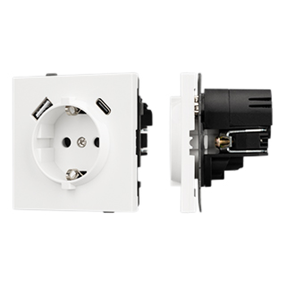 Фото №1  Розетка Arlight Механизм розетки с USB зарядкой SCT-TENDO-MUAC-SFPL-WH (230V, 16A) ( Матовый белый)