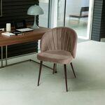 Превью фото №4  Top concept Стул Монблан, бархат пепельно-бежевый 25 / черный конус