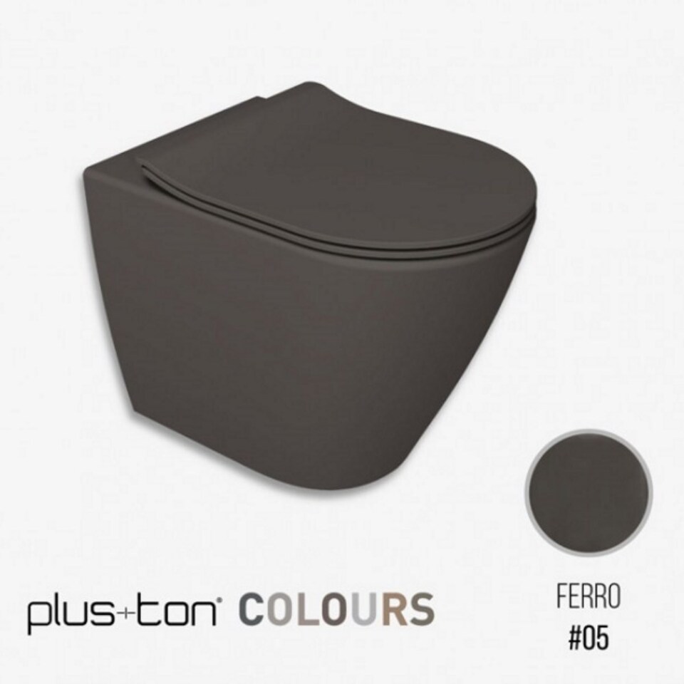Фото №5  Унитаз 40374R Althea Cover Rimless Plus+Ton унитаз приставной 52x36  Матовое железо Plus-Ton®