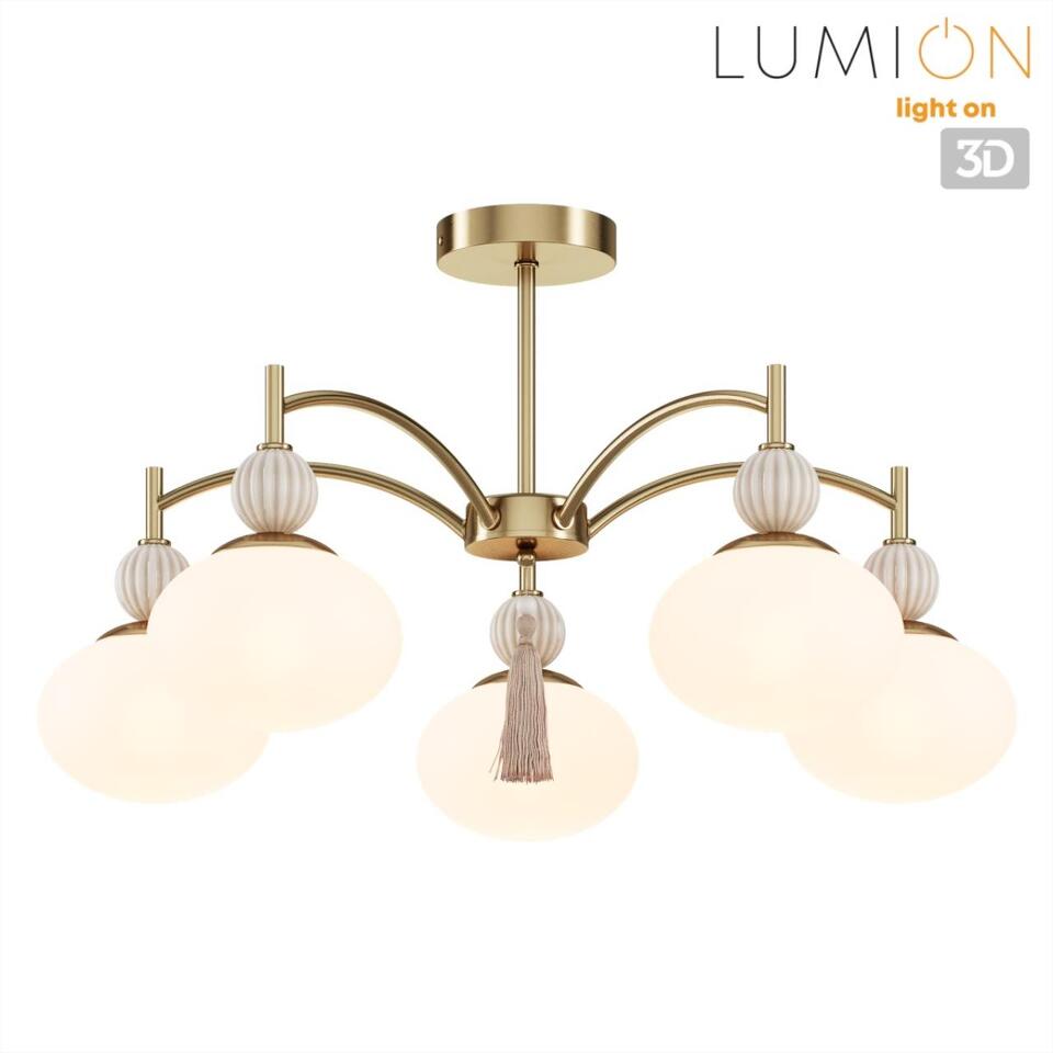 Фото №7  Люстра LUMION 8272/5C NEOCLASSI LN26 040 латунь/бежевый/белый, металл/керамика/стекло Люстра потолочная Е14 5*40W 220V GLORIYA