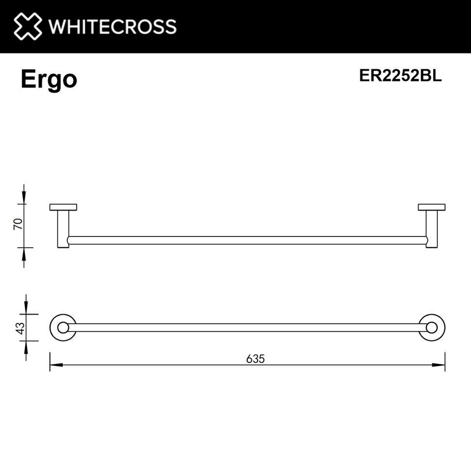 Фото №2  Полотенцедержатель 600 мм. WHITECROSS Ergo ER2252BL (черный мат)