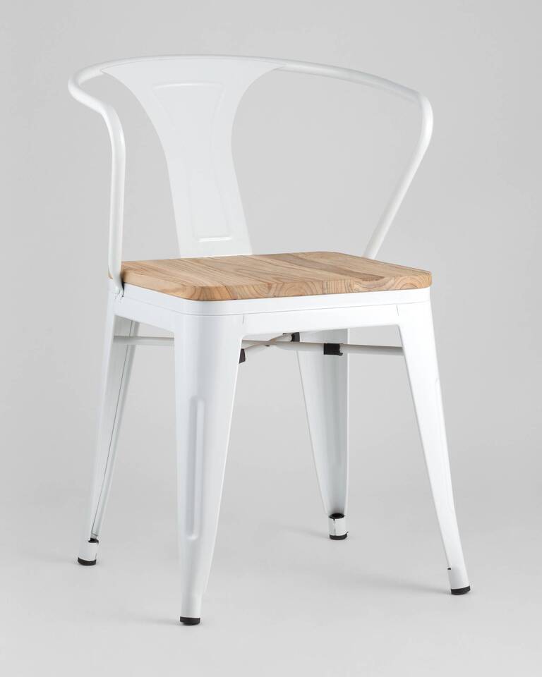 Фото №9  Стул TOLIX ARM WOOD с подлокотниками белый