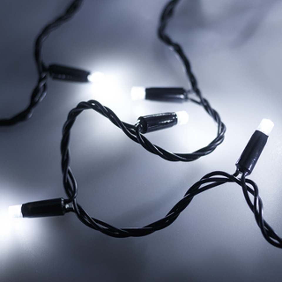 Фото №1  Ardecoled Светодиодная гирлянда ARD-STRING-CLASSIC-10000-BLACK-100LED-STD WHITE (230V, 7W) ( IP65)