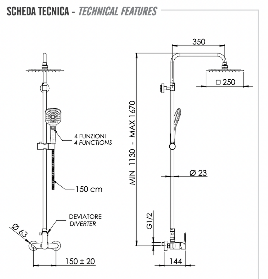 Фото №2  Душевая система Remer Energy EY37A8CPUFD25G