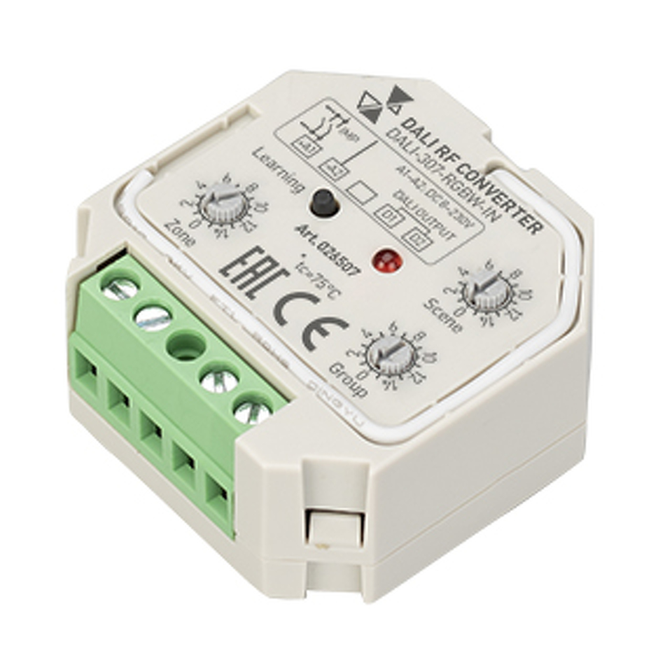 Фото №1  IARL INTELLIGENT ARLIGHT Конвертер RF-сигнала DALI-307-RGBW-IN (DALI-BUS, RF, PUSH) ( -)