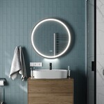 Превью фото №3  Watersense Зеркало Lina Supernova Black D80, LED подсветка, сенсор, антипар T20124