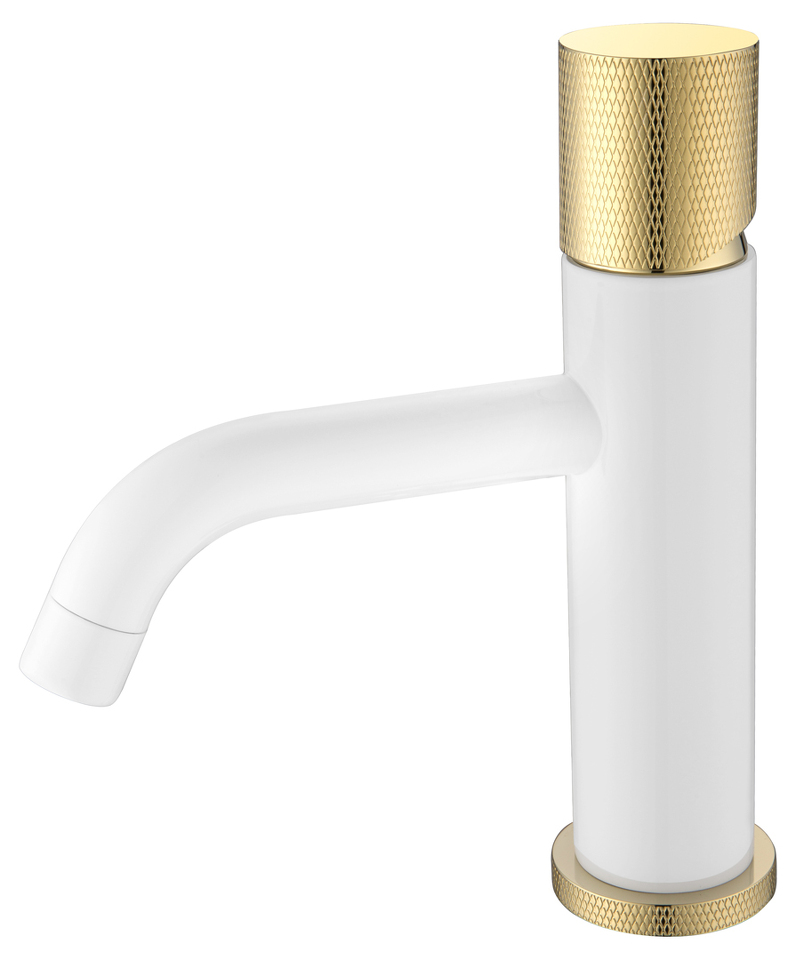 Фото №2  Boheme Смеситель STICK для умыв. низ. WHITE TOUCH GOLD_Комплект