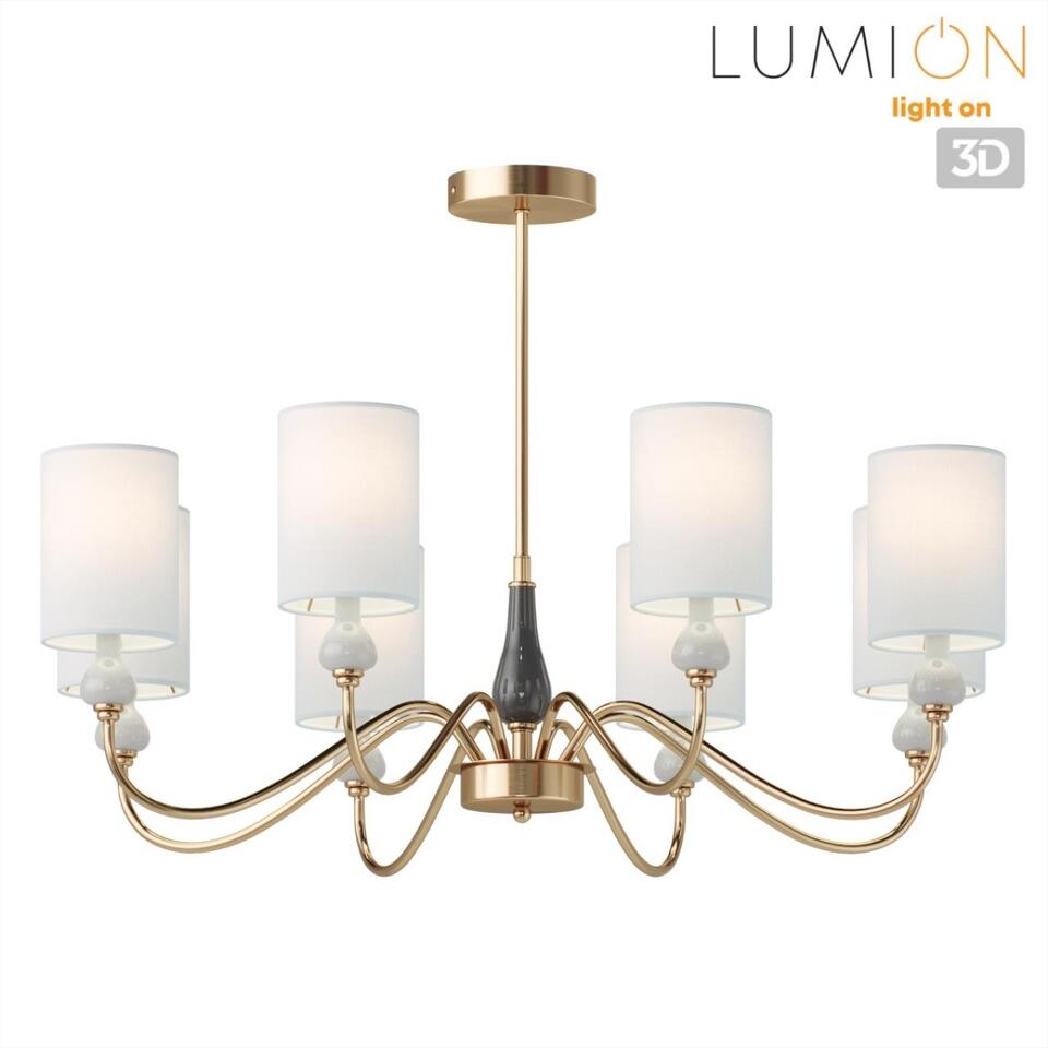 Фото №8  Люстра LUMION 6590/8 CLASSI LN26 056 латунь/мятный зеленый, металл, керамика/текстиль Люстра подвесная E14 8*40W 220V ANRI