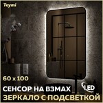 Превью фото №1  Teymi Зеркало Solli Black Soft Line 60x100, LED подсветка, сенсор на взмах T20234S