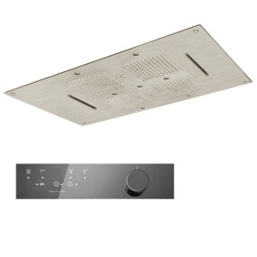Фото KT036AXX AQUAelite SPA Home верхний душ потолочного крепления с 4-мя режимами,850x540 мм с термостатом Нержавеющая сталь шлиф., 03Q/5353