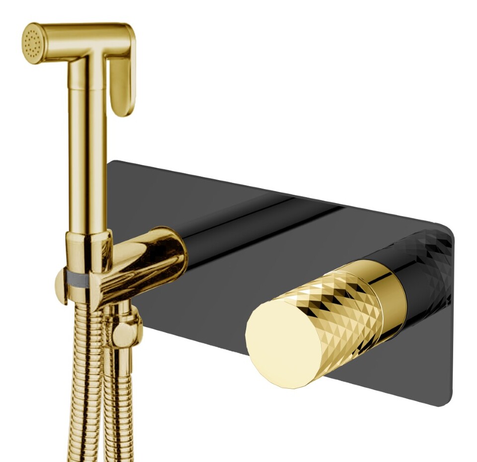 Фото №2  Boheme Смеситель гигиенический STICK BLACK DIAMOND GOLD