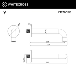 Превью фото №3  Излив настенный 210 мм WHITECROSS Y1200CPB (брашированная медь)