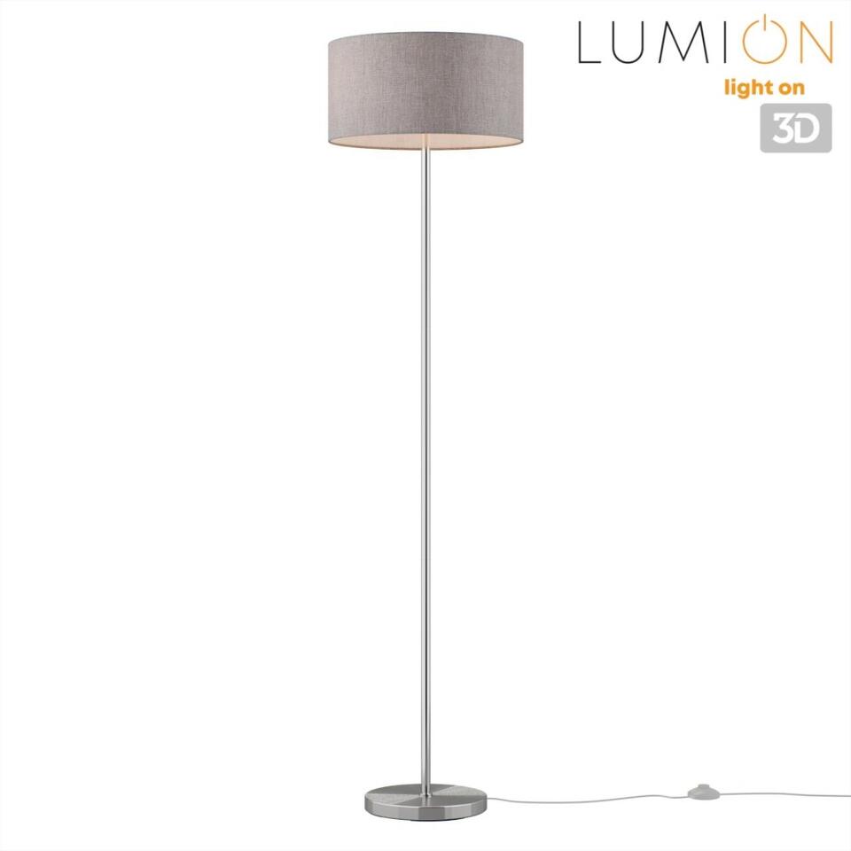 Фото №10  Торшер LUMION 8251/2F MODERNI LN26 530  никель/серый, металл/текстиль Торшер Е27 2*60W 220V NIKKI