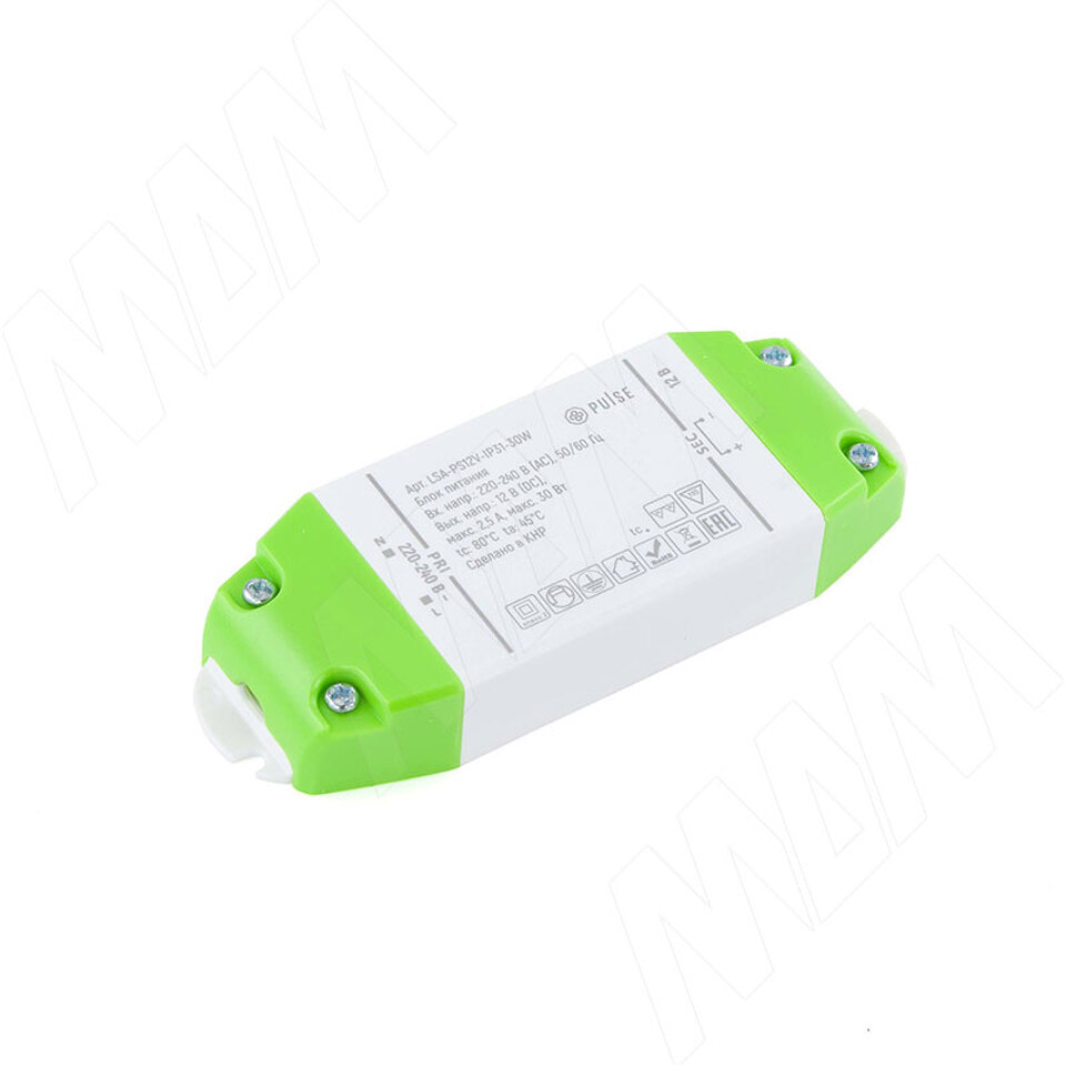 Фото №2  PULSE Блок питания AC-230/DC-12V, IP20, 30W (LSA-PS12V-IP31-30W)