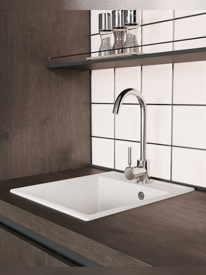 Фото №12  Teymi Мойка для кухни 42х48 белая матовая Helmi Smart T120109