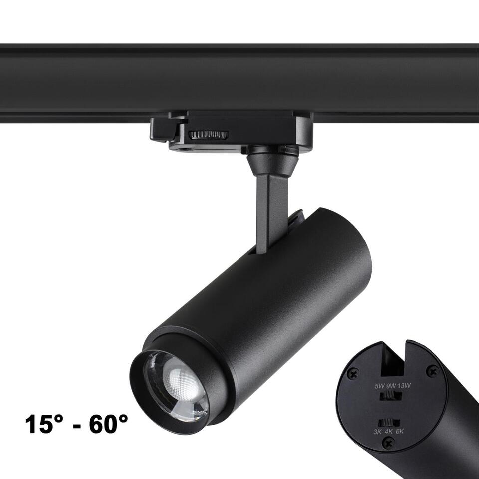 Фото №9  NOVOTECH 359031 PORT NT23 266 черный Трехфазный трековый светильник с переключателем цветовой температуры и мощности IP20 LED 3000К\4000К\6000К 5W/9W/13W 220V