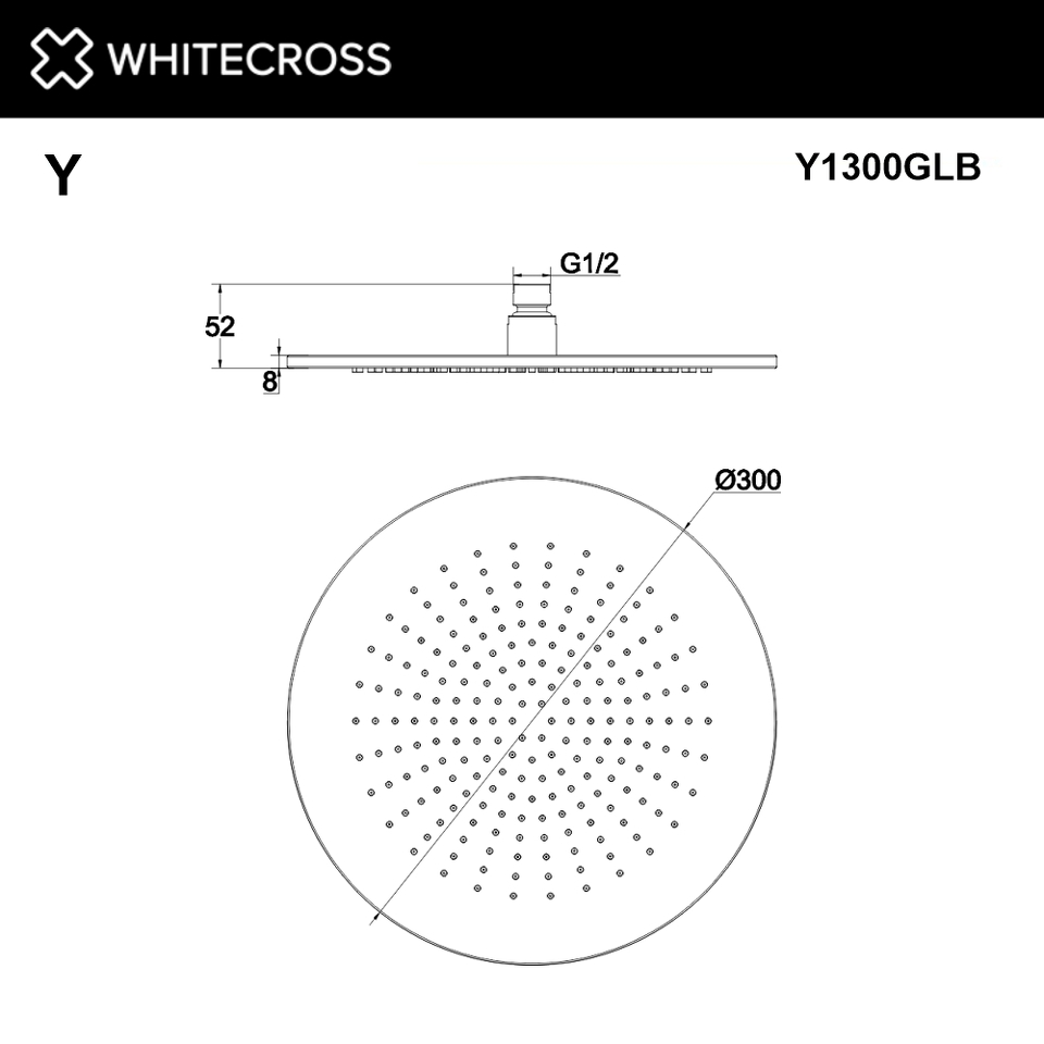 Фото №2  Верхний душ WHITECROSS D=30 см Y1300GLB (брашированное золото)