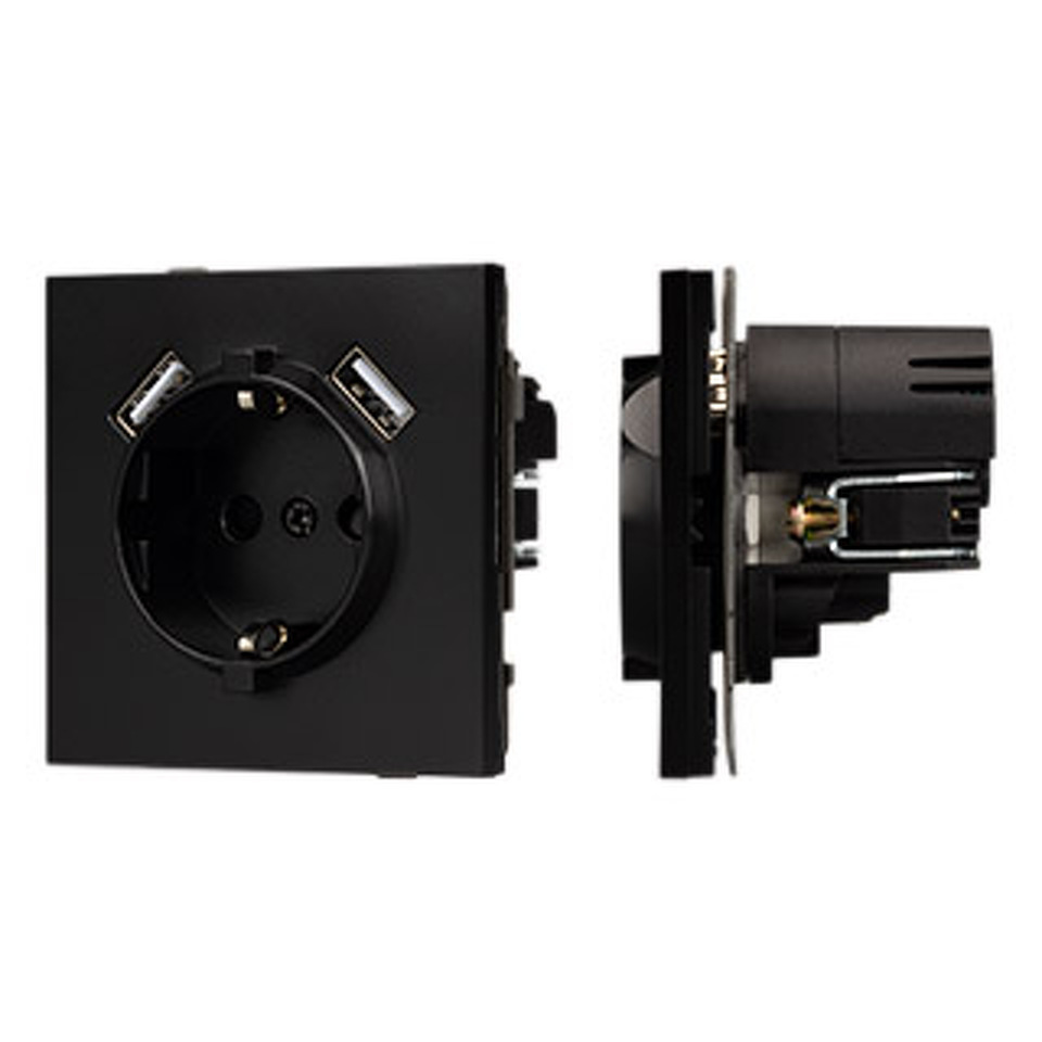 Фото №1  Розетка Arlight Механизм розетки с USB зарядкой SCT-TENDO-MUAA-PL-BK (230V, 16A) ( Черный)