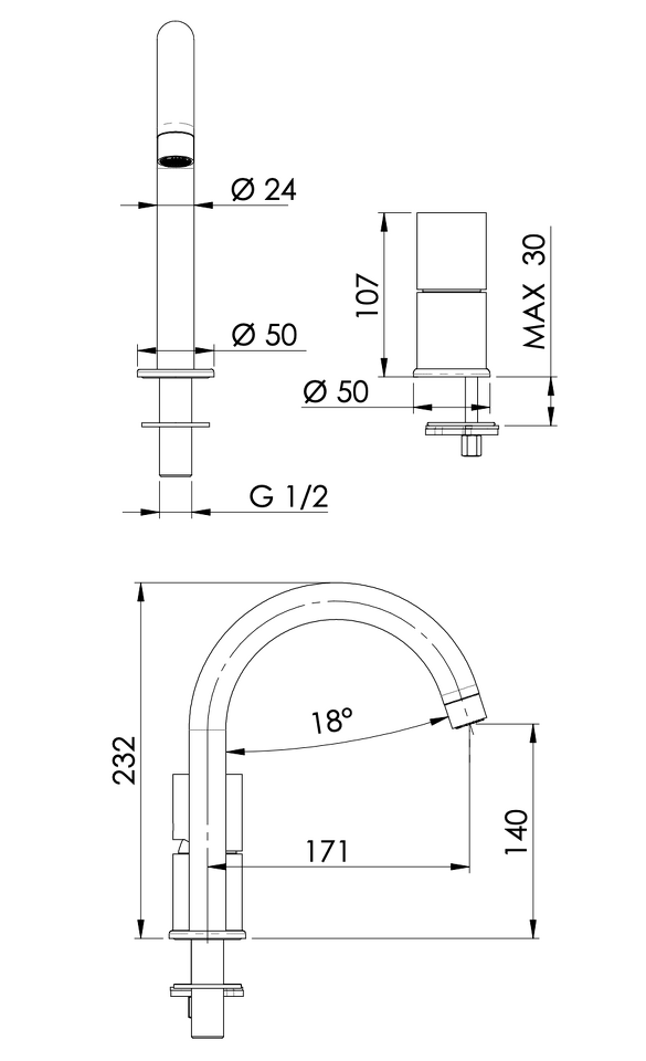 Фото №2  Смеситель для раковины Remer Edge EG557BG, золото брашированное