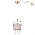 Превью фото №1  Подвесной светильник LUMION 6592/1 MODERNI LN26 405 латунь/серый, металл/текстиль, стекло Подвес E14 1*40W 220V JANE