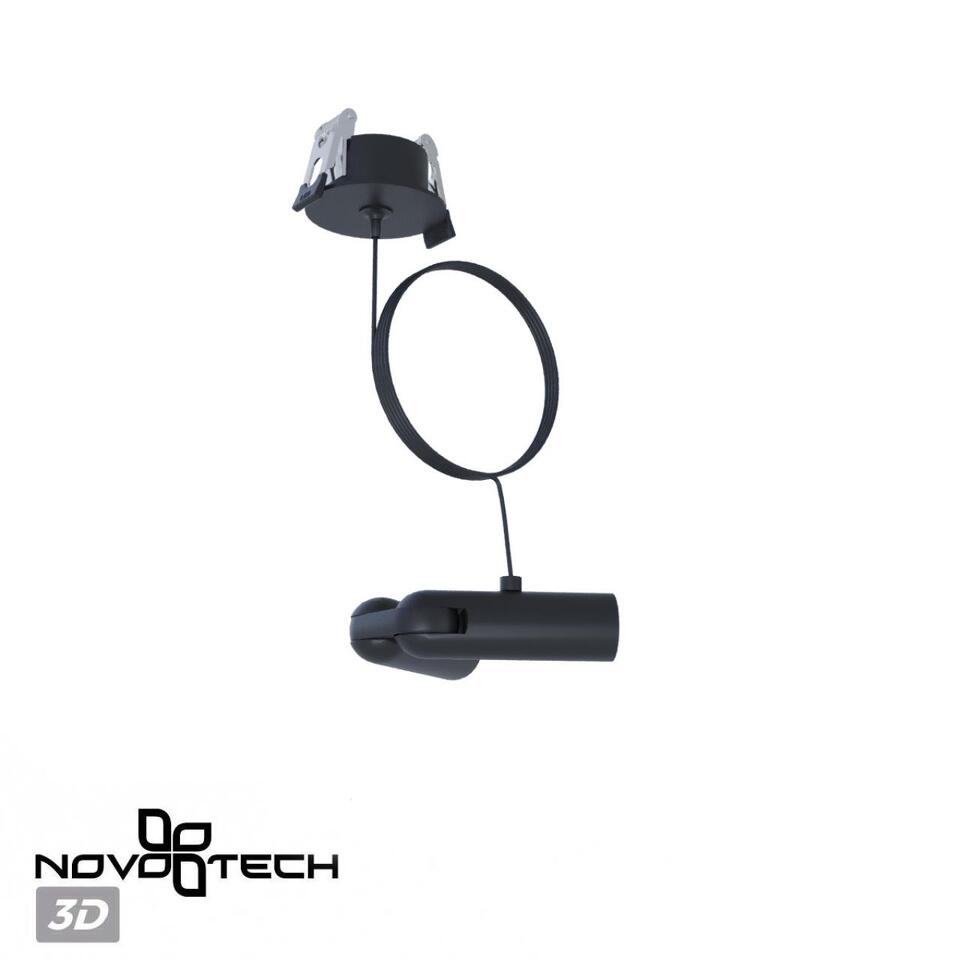 Фото №5  NOVOTECH 359386 KONST NT24 041 черный База встраиваемая для ввода питания с гибким угловым соединителем «L» и проводом-подвесом (длина провода – 2м) IP20 48V GLAT