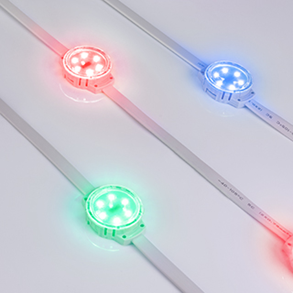 Фото №1  Arlight Модуль управляемый SOLEX-DMX-3535-6-24V RGB 120deg (D40x16mm, 1.5W, IP67) ( Пластик, 3 года)
