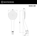 Превью фото №2  Душевая лейка 1 режим WHITECROSS BASIC-GM (оружейная сталь)