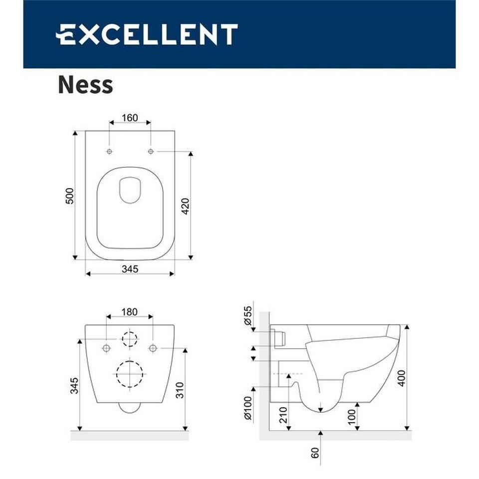 Фото №7  Унитаз Унитаз подвесной EXCELLENT Ness