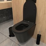 Превью фото №6  Унитаз Teymi Унитаз подвесной Solli , безободковый, черный матовый, сиденье микролифт T40201MB