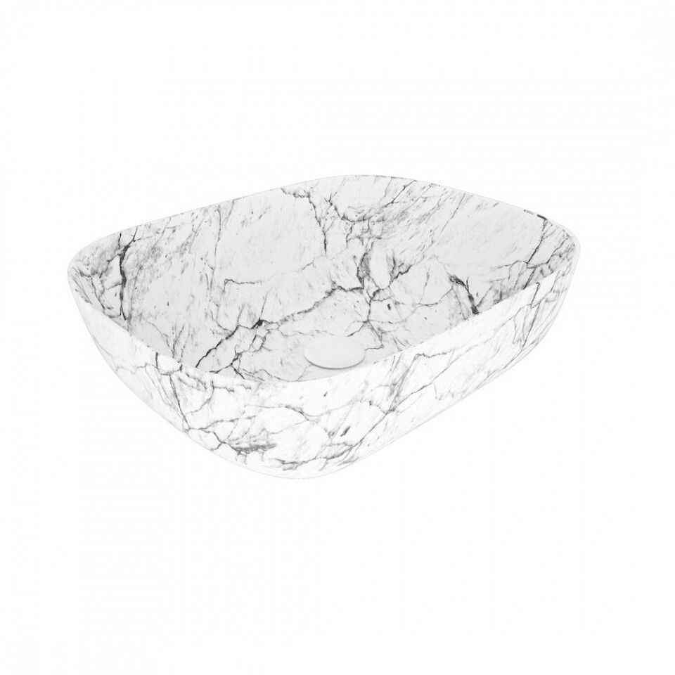 Фото №13  Раковина Watersense Раковина Solli 50 artceramic, накладная, Белый Мрамор T50393