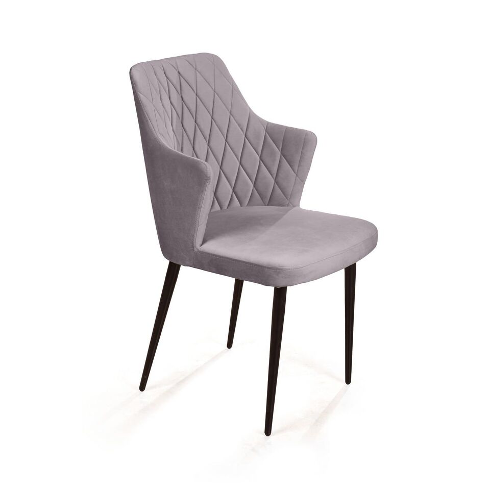 Фото №15  Top concept Стул с подлокотниками Хант ромб, бархат светло-серый 26 / чёрный конус