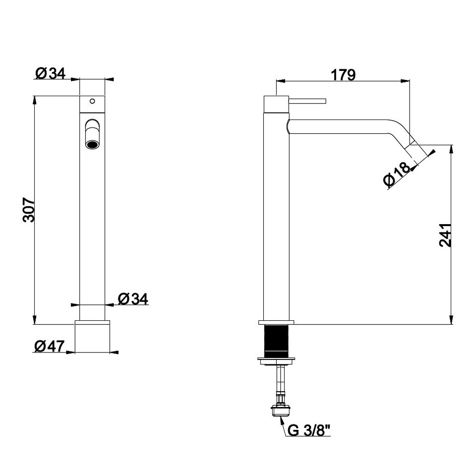 Фото №3  RU621EXX AQUAelite Metal 316 высокий смеситель для раковины Золото шлифованное, PVD 61Q