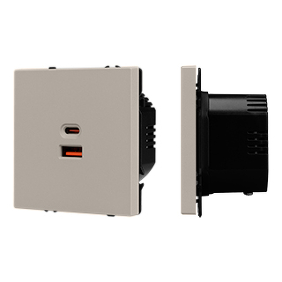 Фото №1  Розетка Arlight Механизм розетки с быстрой USB зарядкой SCT-NOBE-MUAC-SFPL-FC-CA (65W, QC3) ( Кашемир)