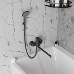 Превью фото №5  Watersense Смеситель для ванной с длинным изливом Lori, черный матовый T10267