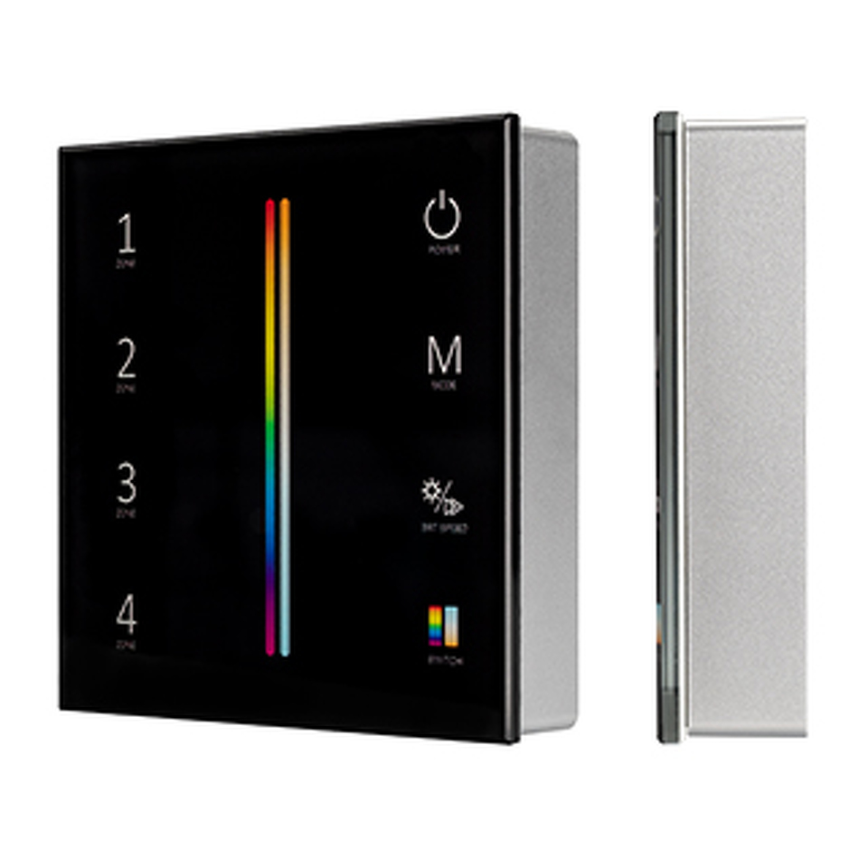 Фото №1  Arlight Панель Sens SMART-P55-MULTI Black (3V, 4 зоны, 2.4G) ( IP20 Пластик, 5 лет)
