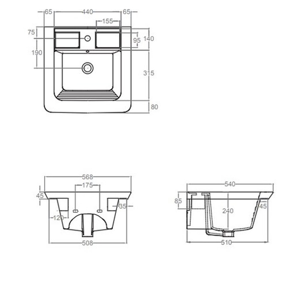 Фото №6  Раковина 41994 Althea Deep System хозяйственная раковина 51x51 см.  Белый глянец
