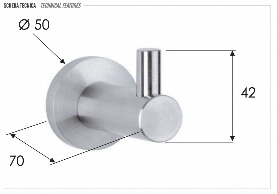 Фото №2  Крючок Remer Minimal INOX Mi50INOXCR, нержавеющая сталь