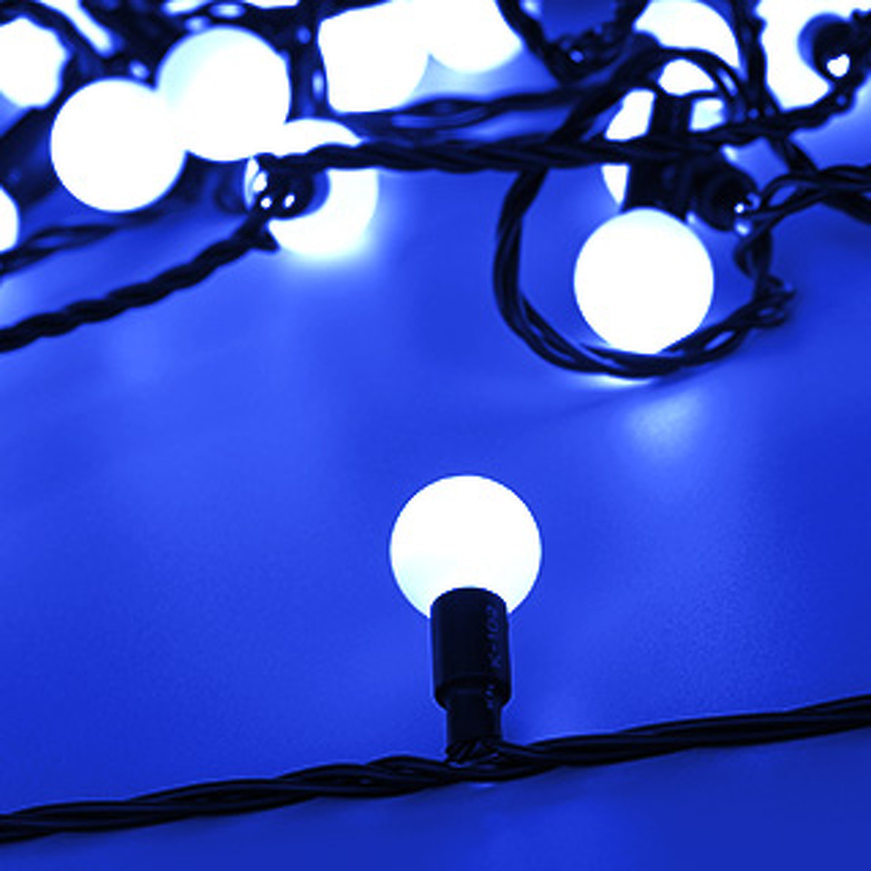 Фото №1  Ardecoled Светодиодная гирлянда ARD-BALL-CLASSIC-D23-10000-BLACK-80LED BLUE (230V, 3.5W) ( IP65)