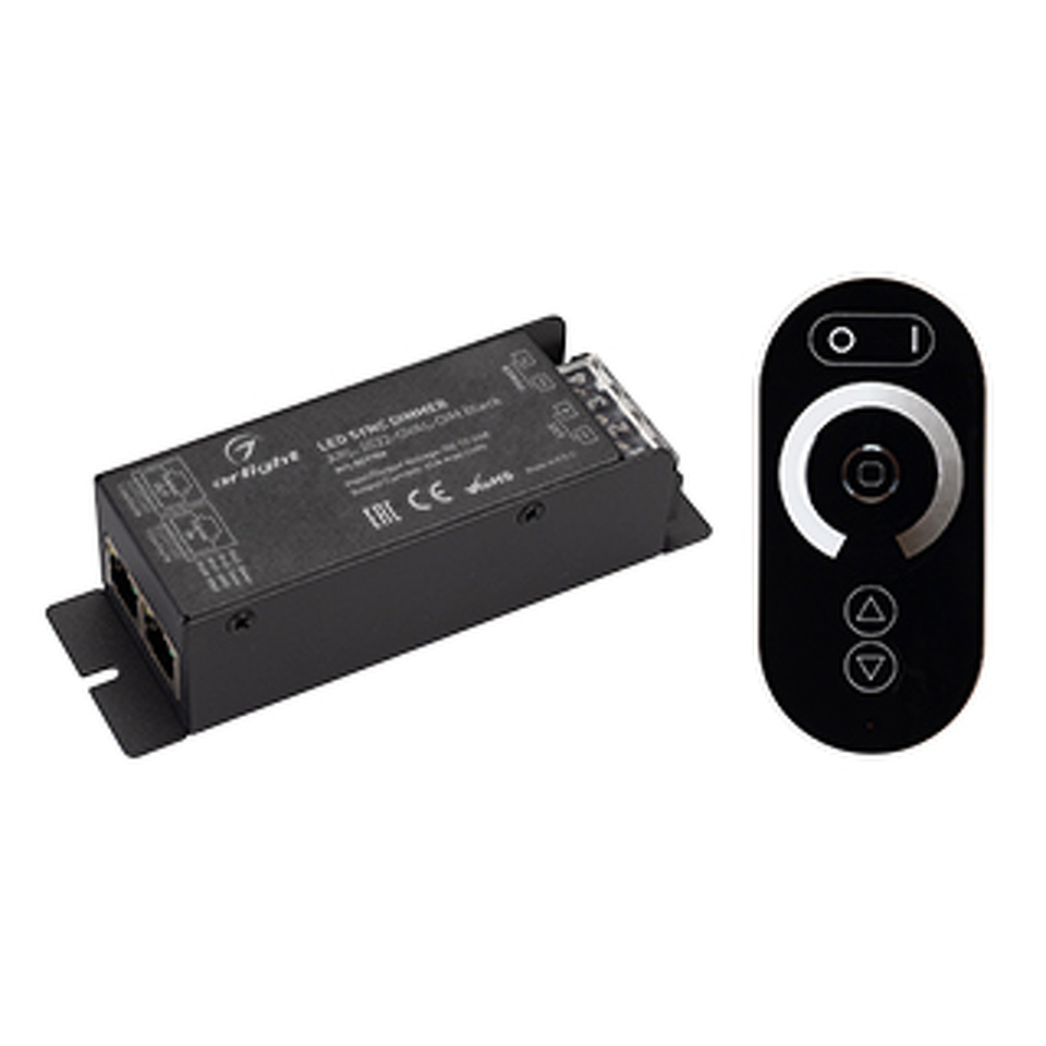 Фото №1  Arlight Диммер ARL-3022-OVAL-DIM Black (12-24V, 1x25A, ПДУ, RF) ( IP20 Металл, 2 года)