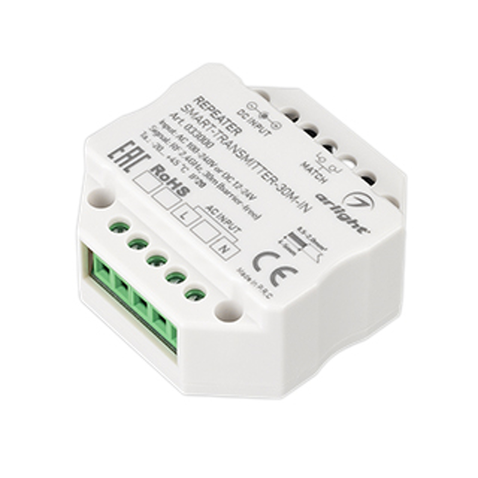 Фото №1  Arlight Контроллер-усилитель SMART-TRANSMITTER-30M-IN (230V, 2.4G) ( IP20 Пластик, 5 лет)