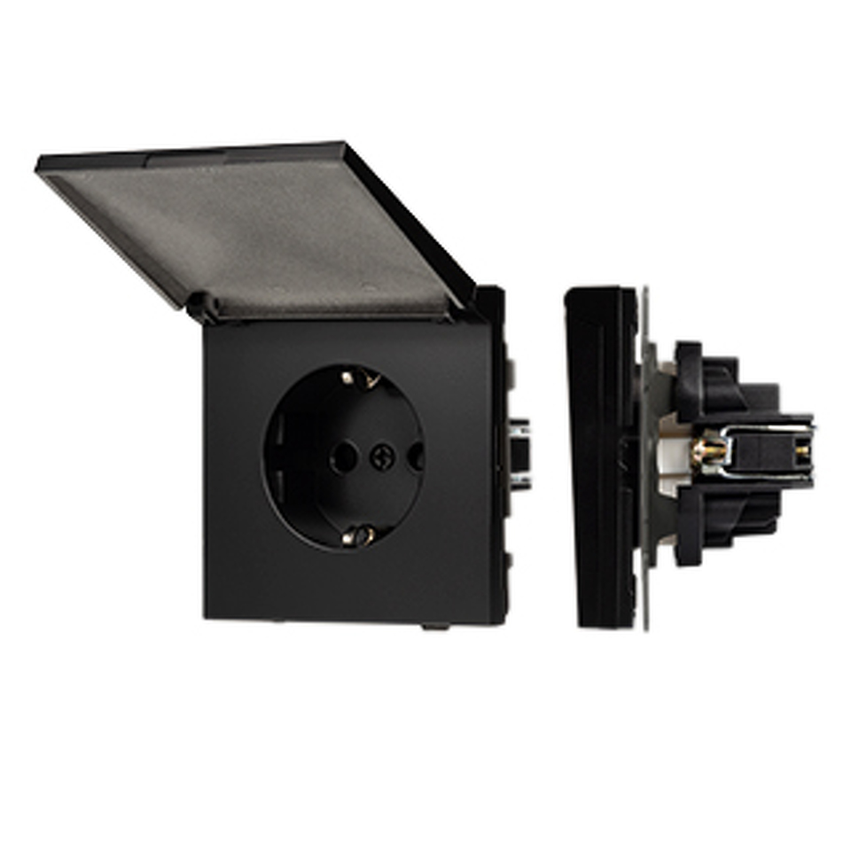 Фото №1  Розетка Arlight Механизм розетки влагозащищённый SCT-TENDO-MCP-PL-BK (230V, 16A) ( Черный)