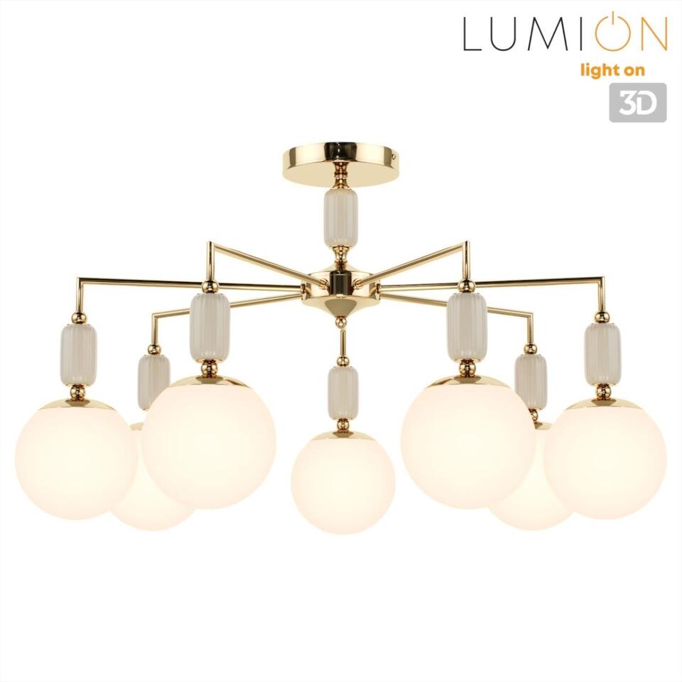 Фото №6  Люстра LUMION 6580/7C CLASSI LN26 36 французское золото, серый/белый металл, керамика/стекло Люстра потолочная E14 7*40W 220V VIVIEN